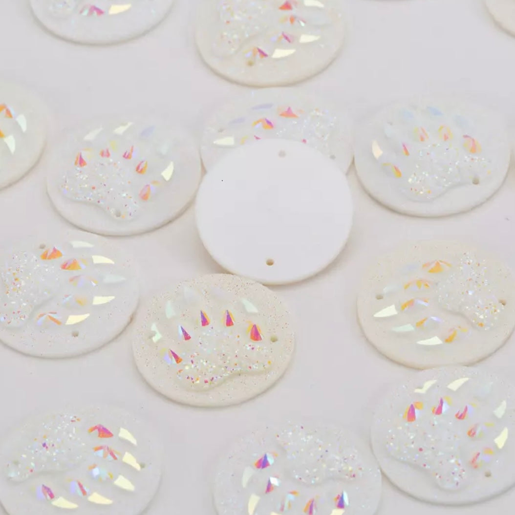 25mm Bear Paw Circle, Resin, Sew On - See Color Options