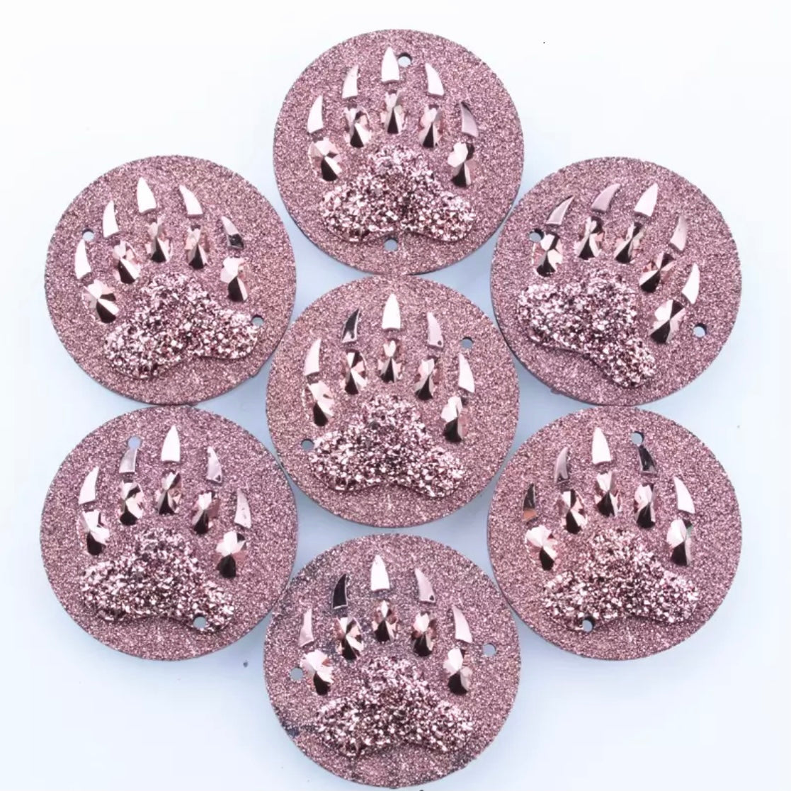 25mm Bear Paw Circle, Resin, Sew On - See Color Options