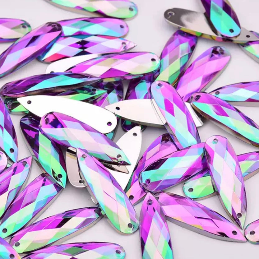 8*28mm Resin Long Tear Drop AB, Sew On - See Color Options