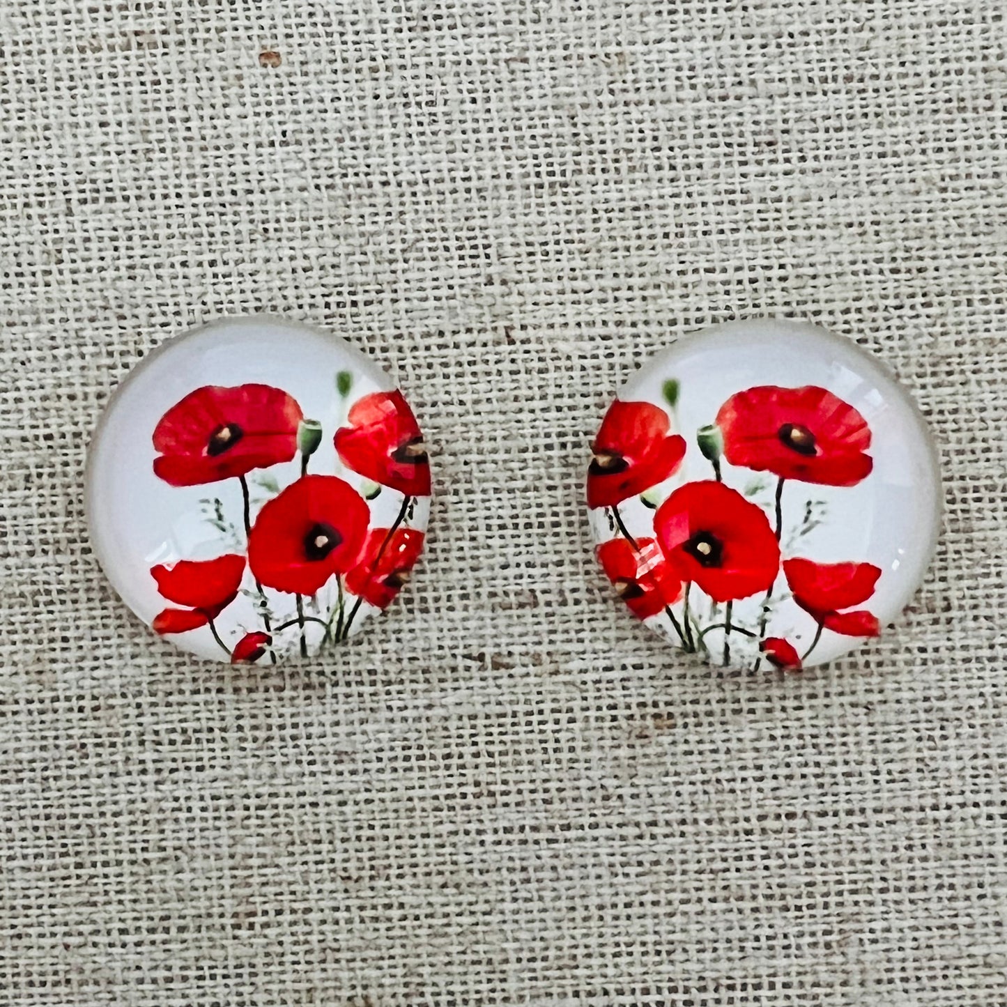 20mm Flower with Background image in Glass, Glue on - See Color Options