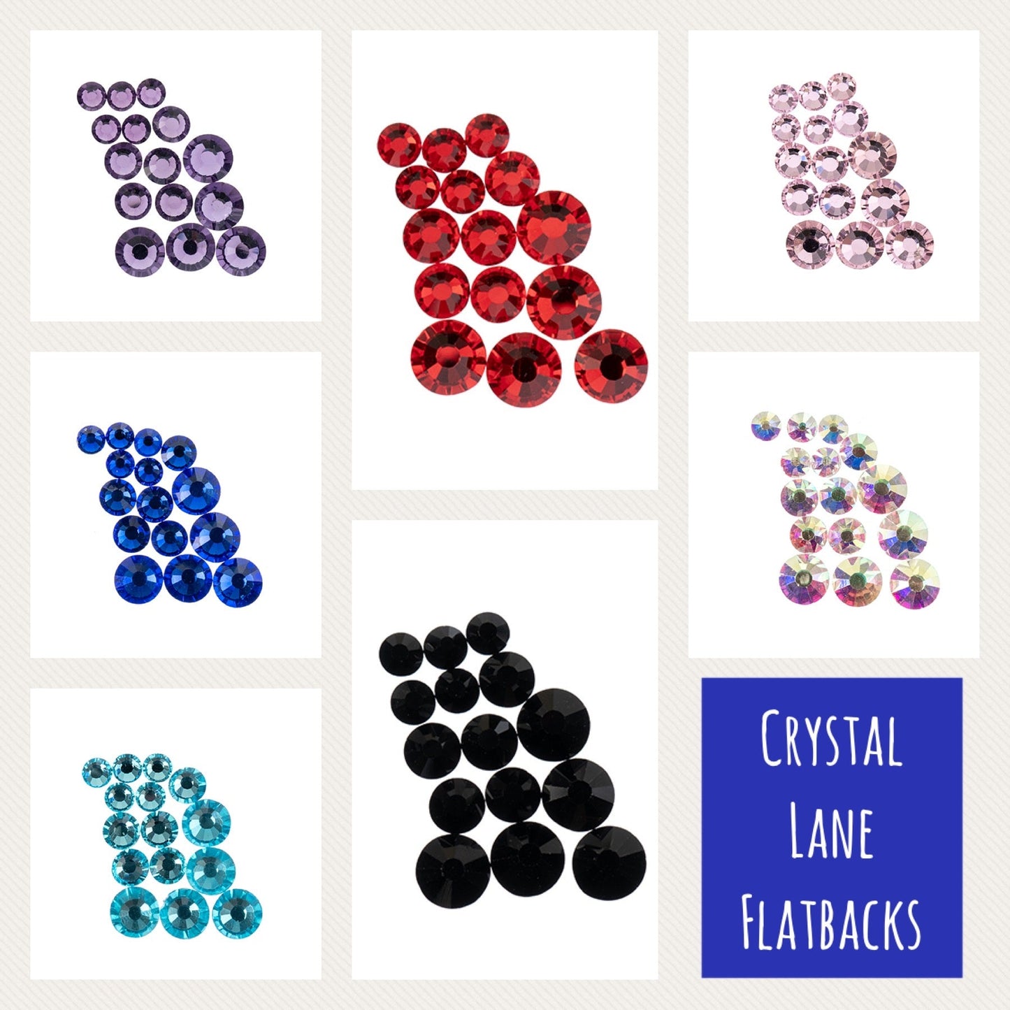 Crystal Lane Flat Back Combo's, SS6, SS20, SS30, See Dropdown for Colours