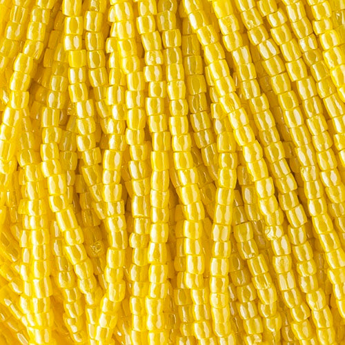 3-Cut 9/0 Czech Seed Beads Opaque Yellow Luster, Strung