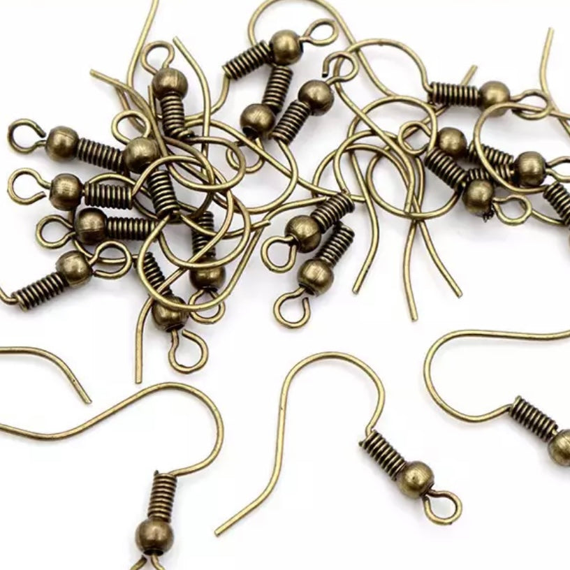 Accesorio para pendientes con forma de anzuelo de pescado, 20 x 17 mm, acero inoxidable, bola y espiral, Basics *10 pares* Otros colores disponibles*