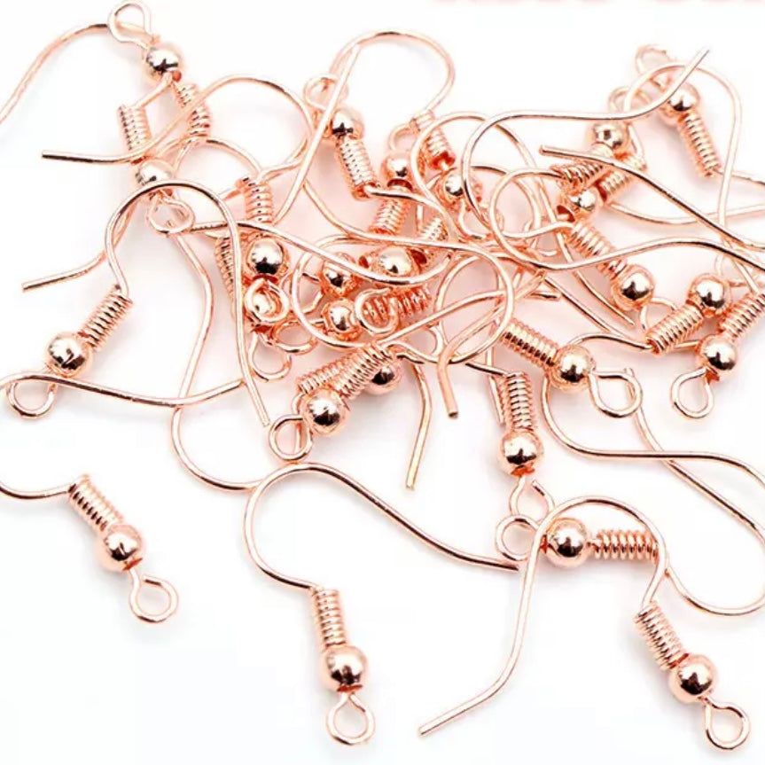 Accesorio para pendientes con forma de anzuelo de pescado, 20 x 17 mm, acero inoxidable, bola y espiral, Basics *10 pares* Otros colores disponibles*