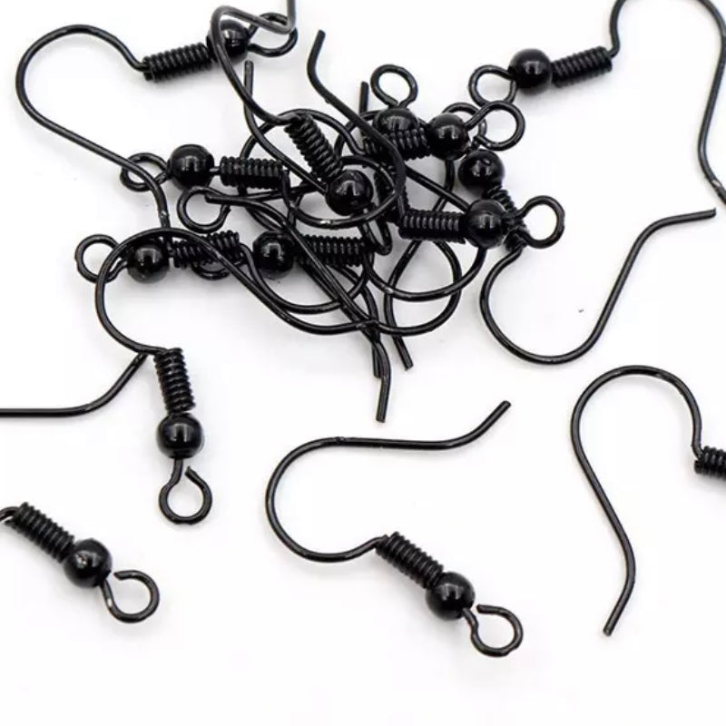 Accesorio para pendientes con forma de anzuelo de pescado, 20 x 17 mm, acero inoxidable, bola y espiral, Basics *10 pares* Otros colores disponibles*