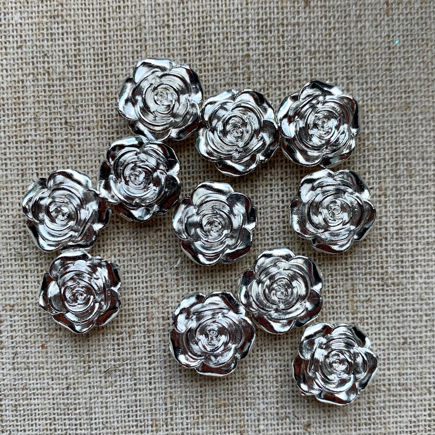 12mm Resin Rose Flower Flatback, Glue on - See Color Options