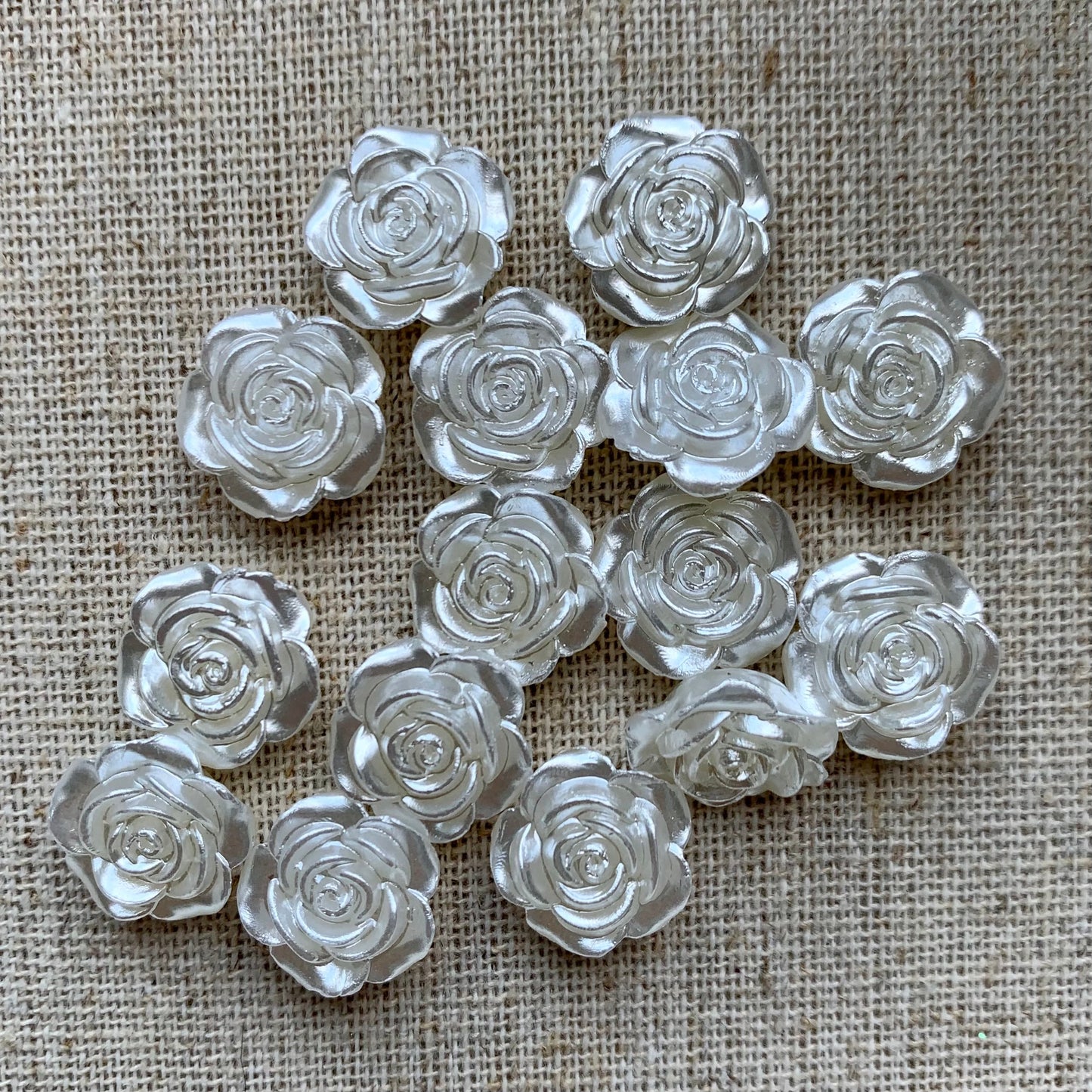 12mm Resin Rose Flower Flatback, Glue on - See Color Options
