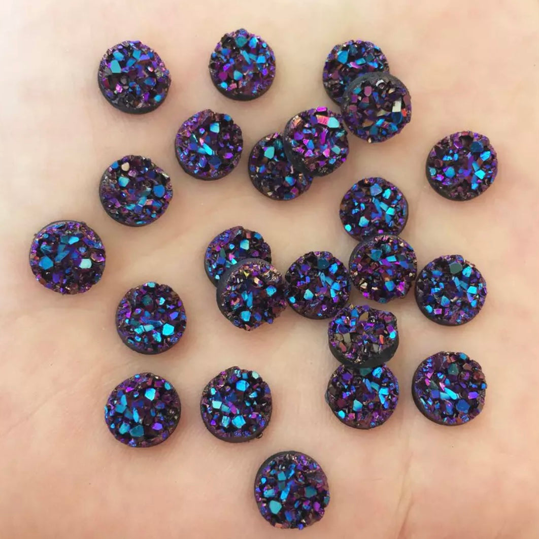8mm Faux Druzy Round, Glue On, Resin Gem - See Color Options