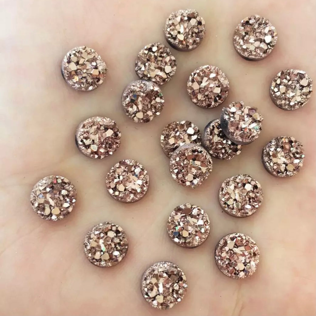 8mm Faux Druzy Round, Glue On, Resin Gem - See Color Options