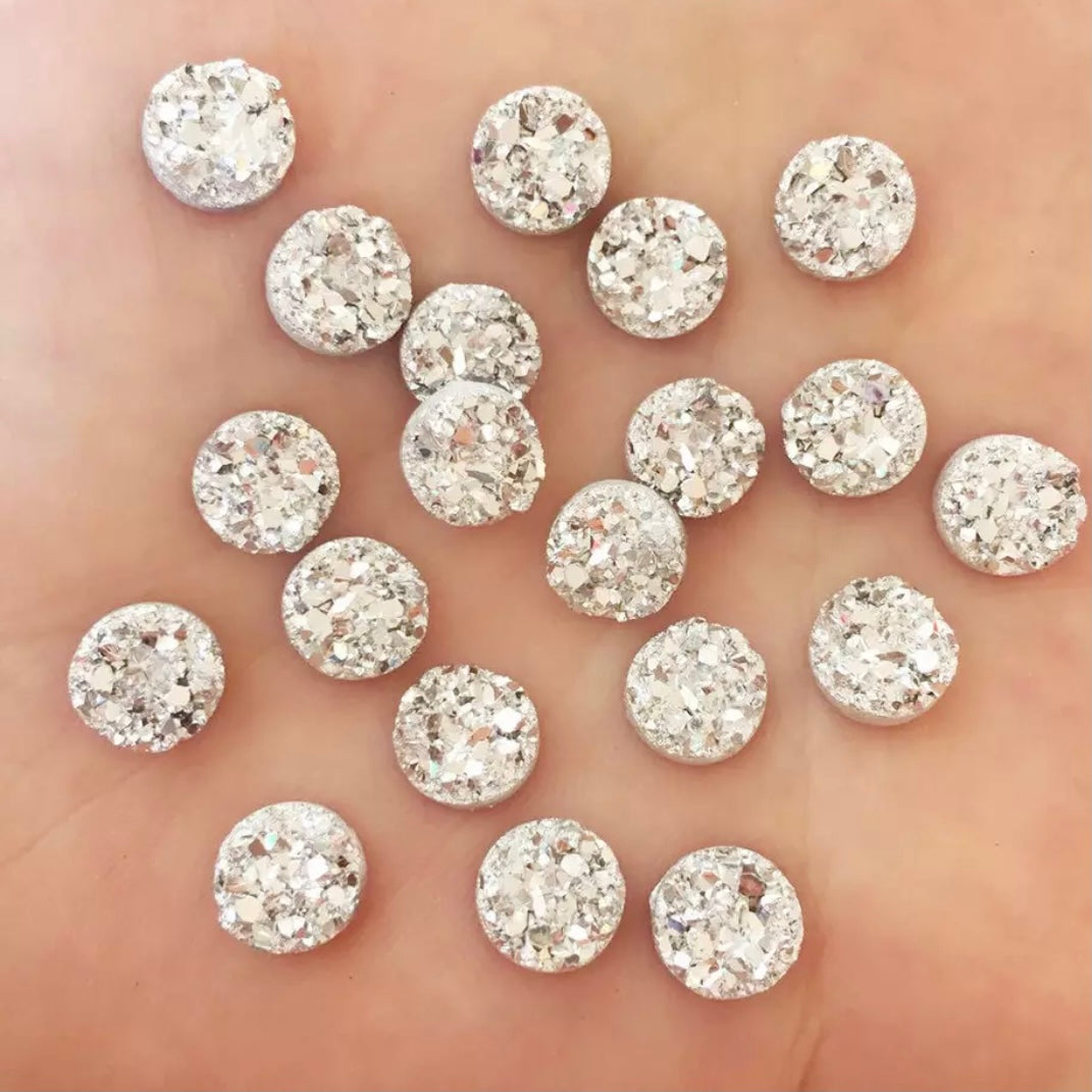 8mm Faux Druzy Round, Glue On, Resin Gem - See Color Options