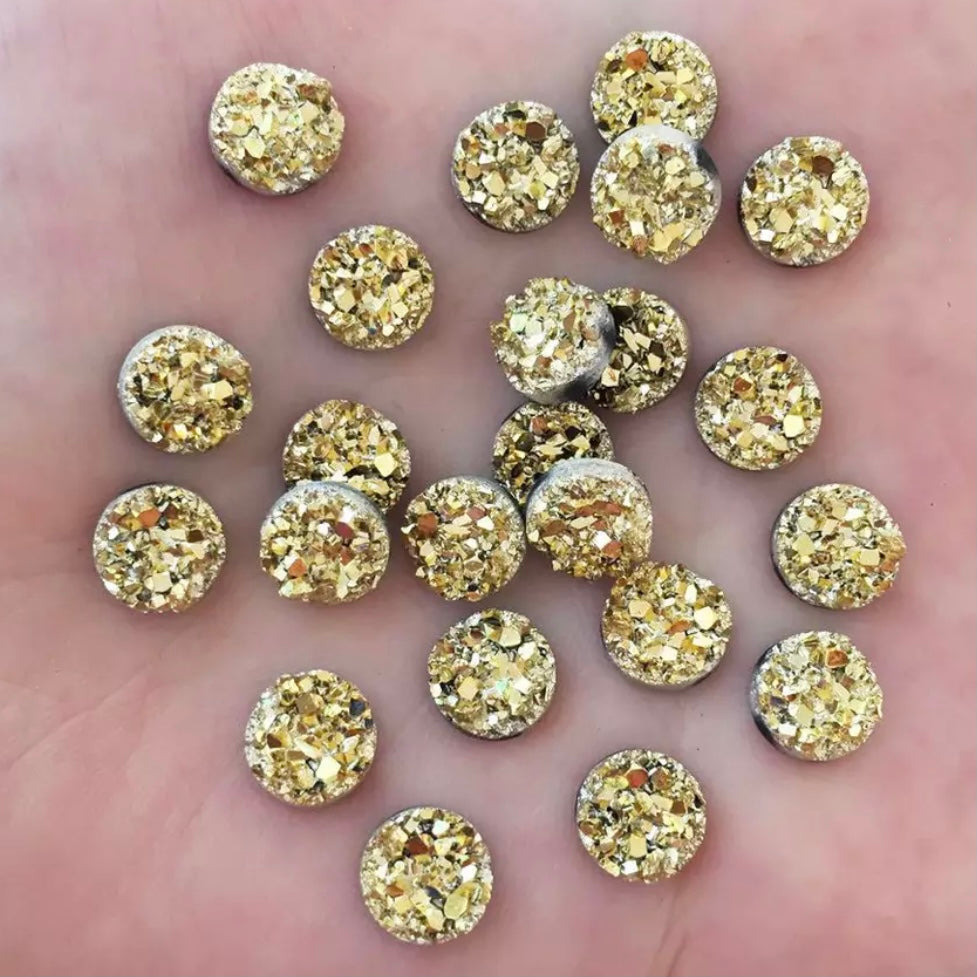 8mm Faux Druzy Round, Glue On, Resin Gem - See Color Options