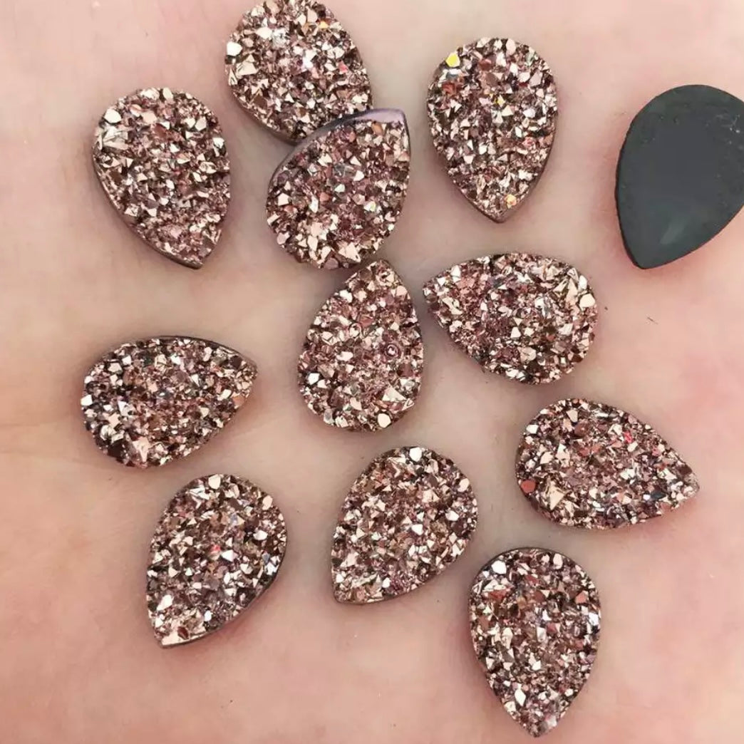 10*14mm Metallic Faux Druzy, Glue on -See Color Options