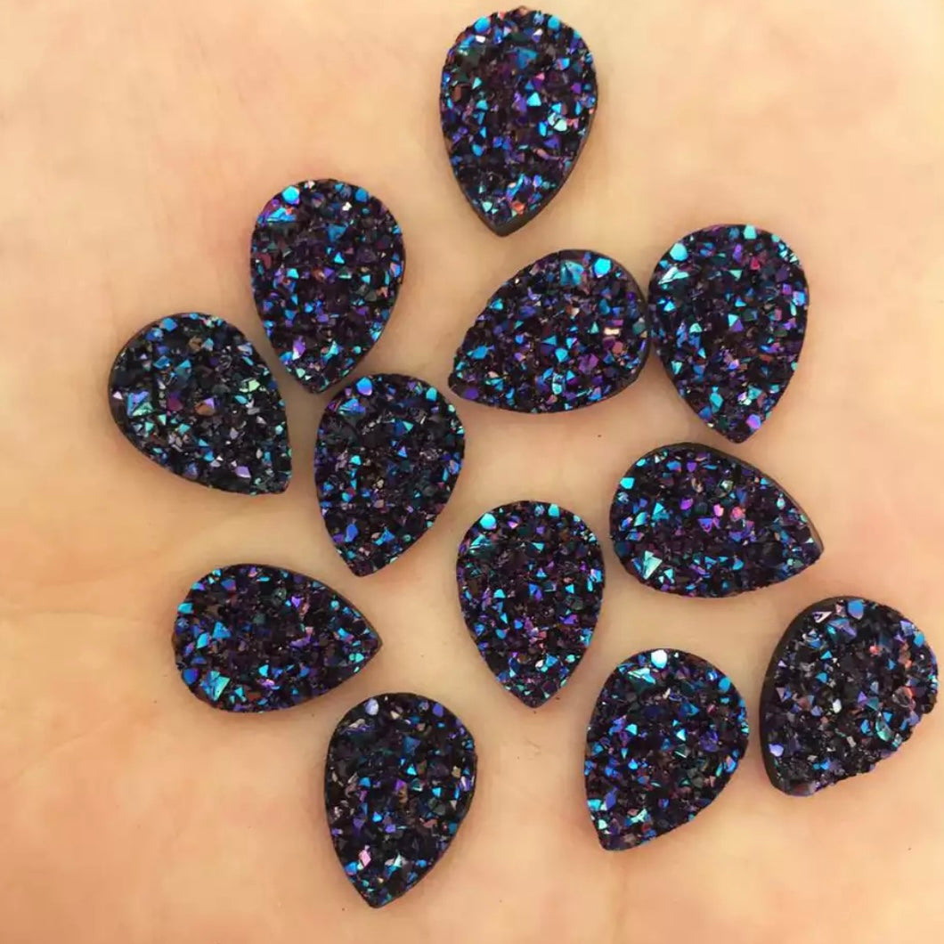 10*14mm Metallic Faux Druzy, Glue on -See Color Options