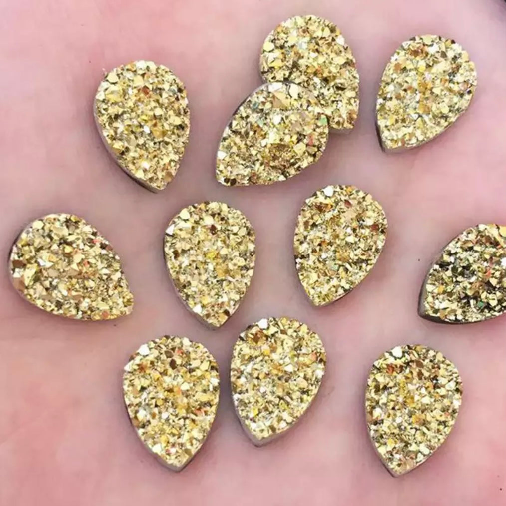 10*14mm Metallic Faux Druzy, Glue on -See Color Options