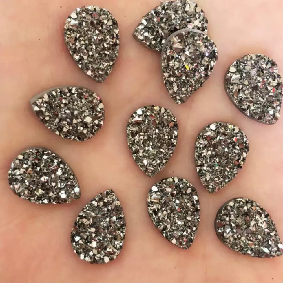 10*14mm Metallic Faux Druzy, Glue on -See Color Options