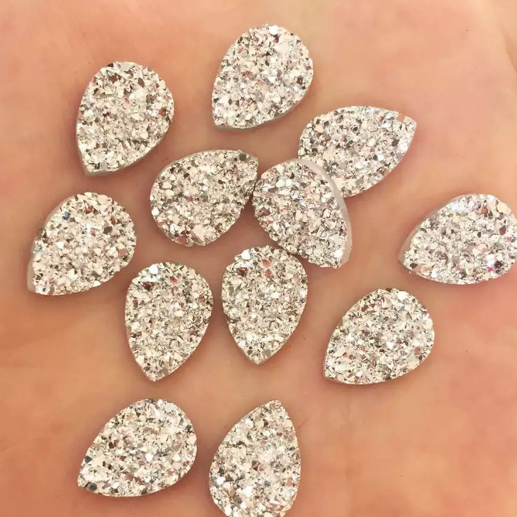 10*14mm Metallic Faux Druzy, Glue on -See Color Options