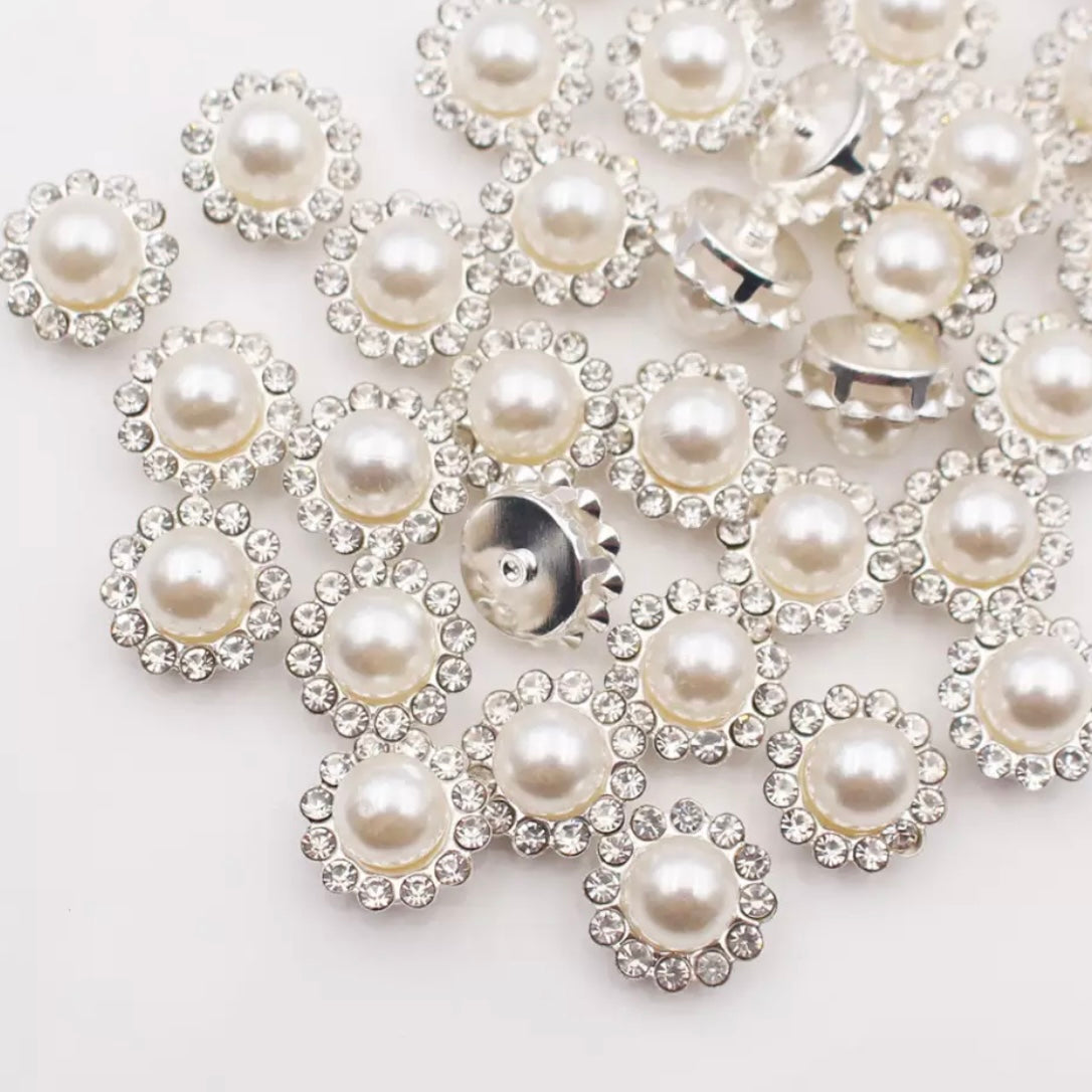 12mm Crystal/Glass Flower, Silver Base, Sew On, Rhinestone - See Color Options