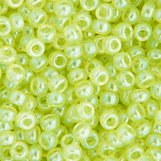 Cuentas de semillas Miyuki 11/0, brillo verde musgo pálido, bolsa de 22 g