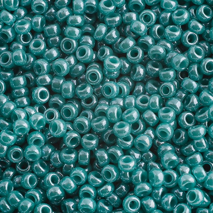 Perlas de semillas Miyuki 11/0, color turquesa, verde opaco, brillo, bolsa de 22 g