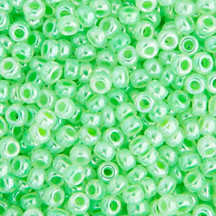 Cuentas de semillas Miyuki 11/0, color verde cristal claro