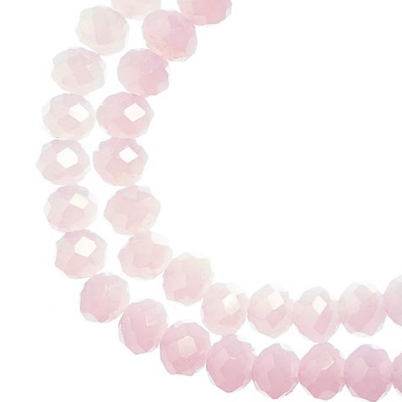 Crystal Lane Rondelle 2 brins 7 pouces (environ 78 pièces) 4x6 mm rose opaque