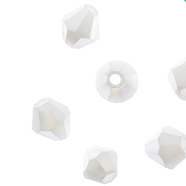 Crystal Lane Bicone 2 Strand 7in (apx96pcs) 4mm Opaque White AB