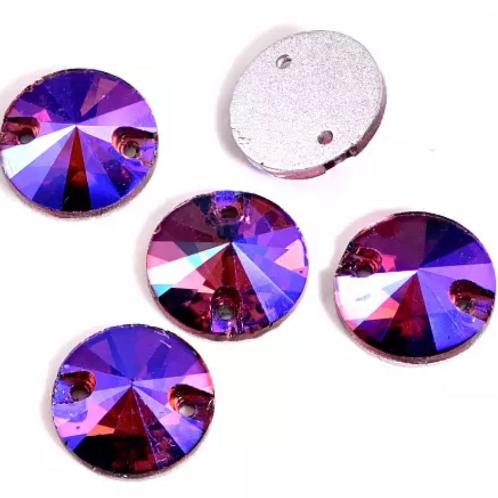 16mm Glass Rivoli Sew On -See Color Options