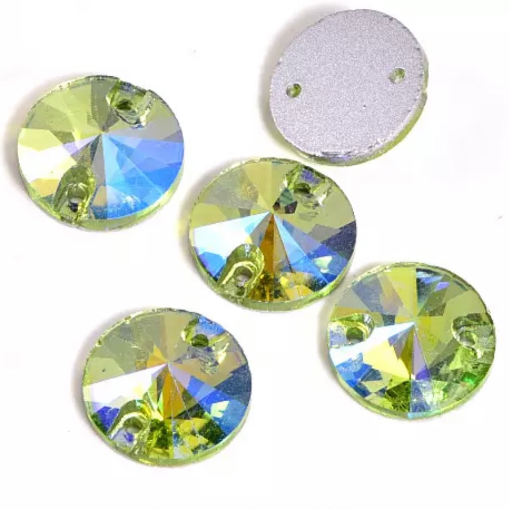 16mm Glass Rivoli Sew On -See Color Options