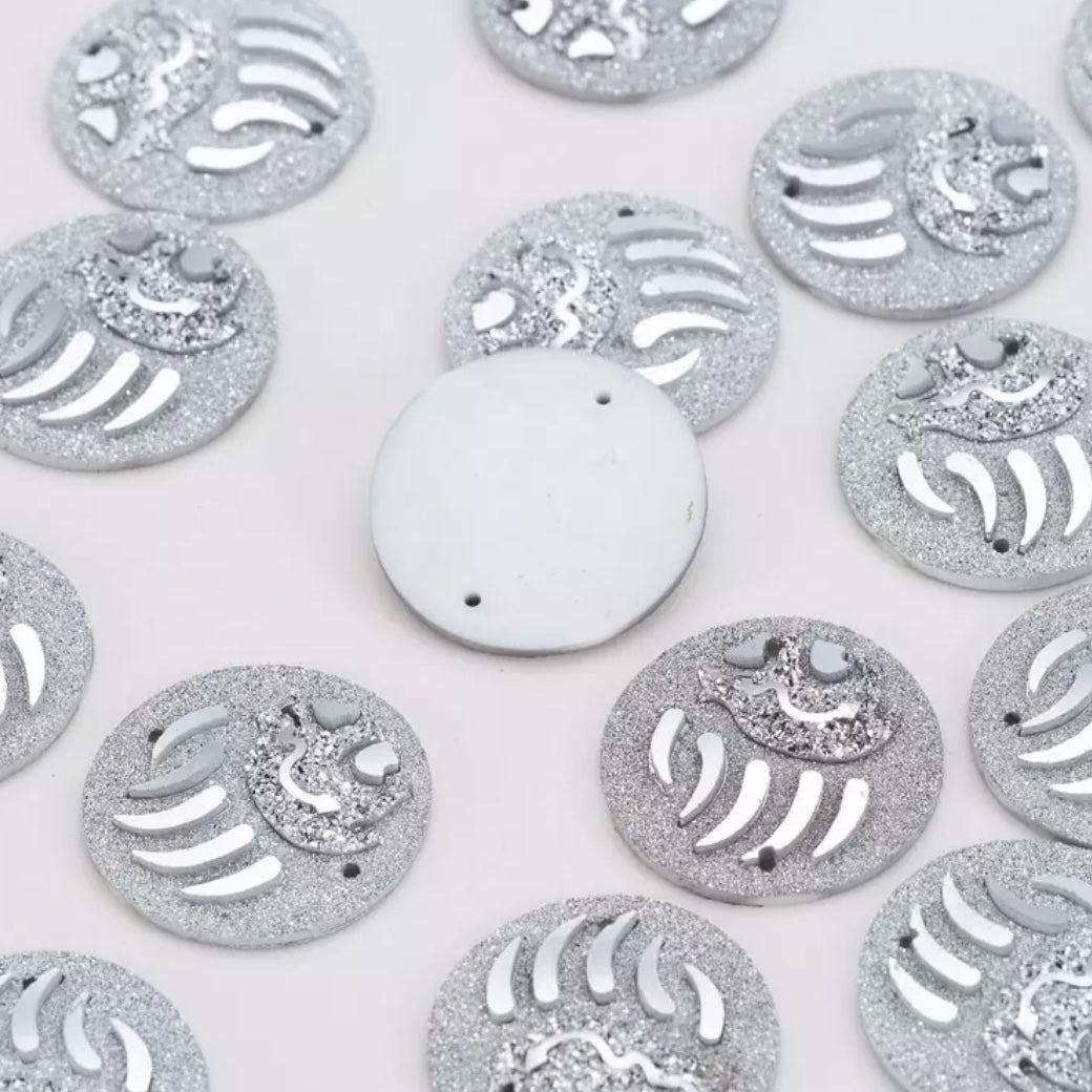 25mm Bear Paw Circle, Resin, Sew On - See Color Options