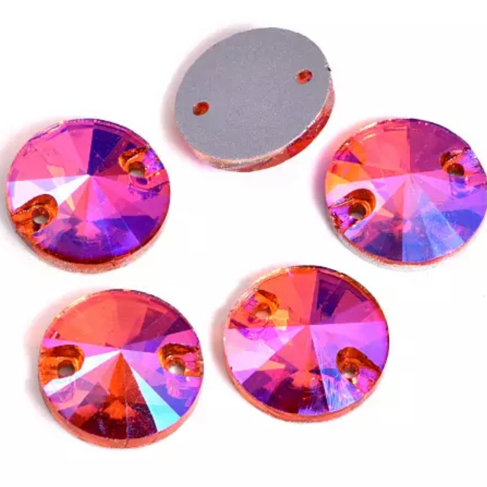 16mm Glass Rivoli Sew On -See Color Options