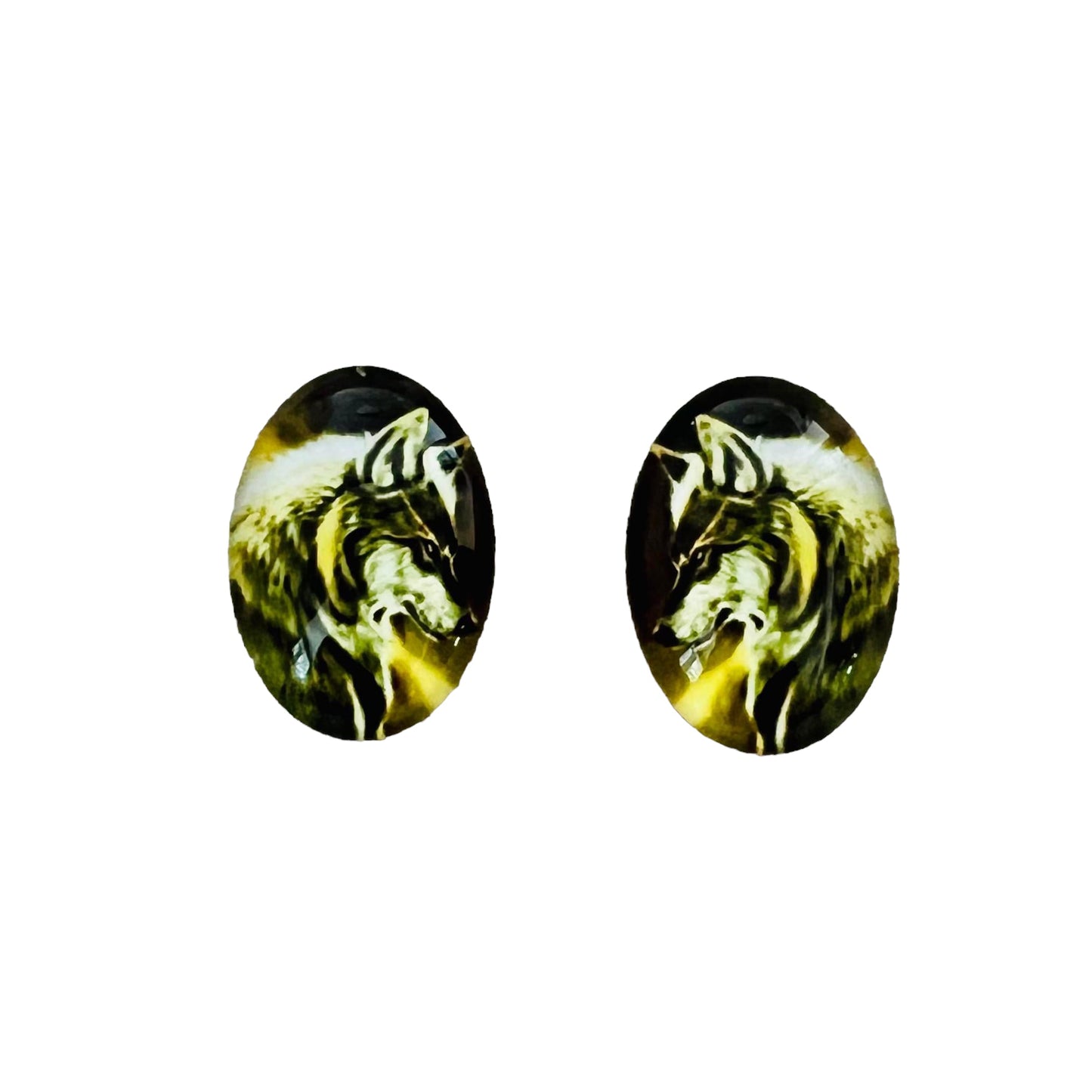 Plumes et coccinelles 13 x 18 mm, image de fond noire en verre, à coller, gemme en verre, vendue par paire