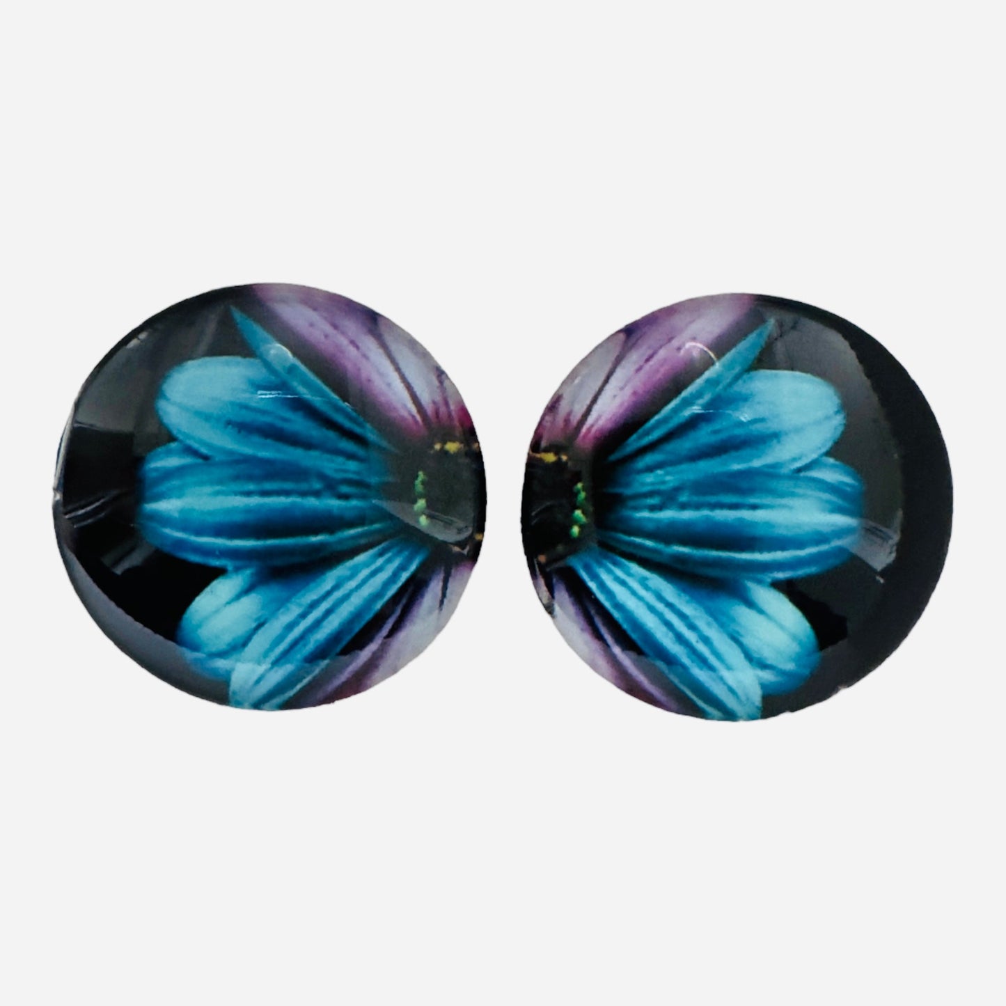 20mm Flower with Background image in Glass, Glue on - See Color Options