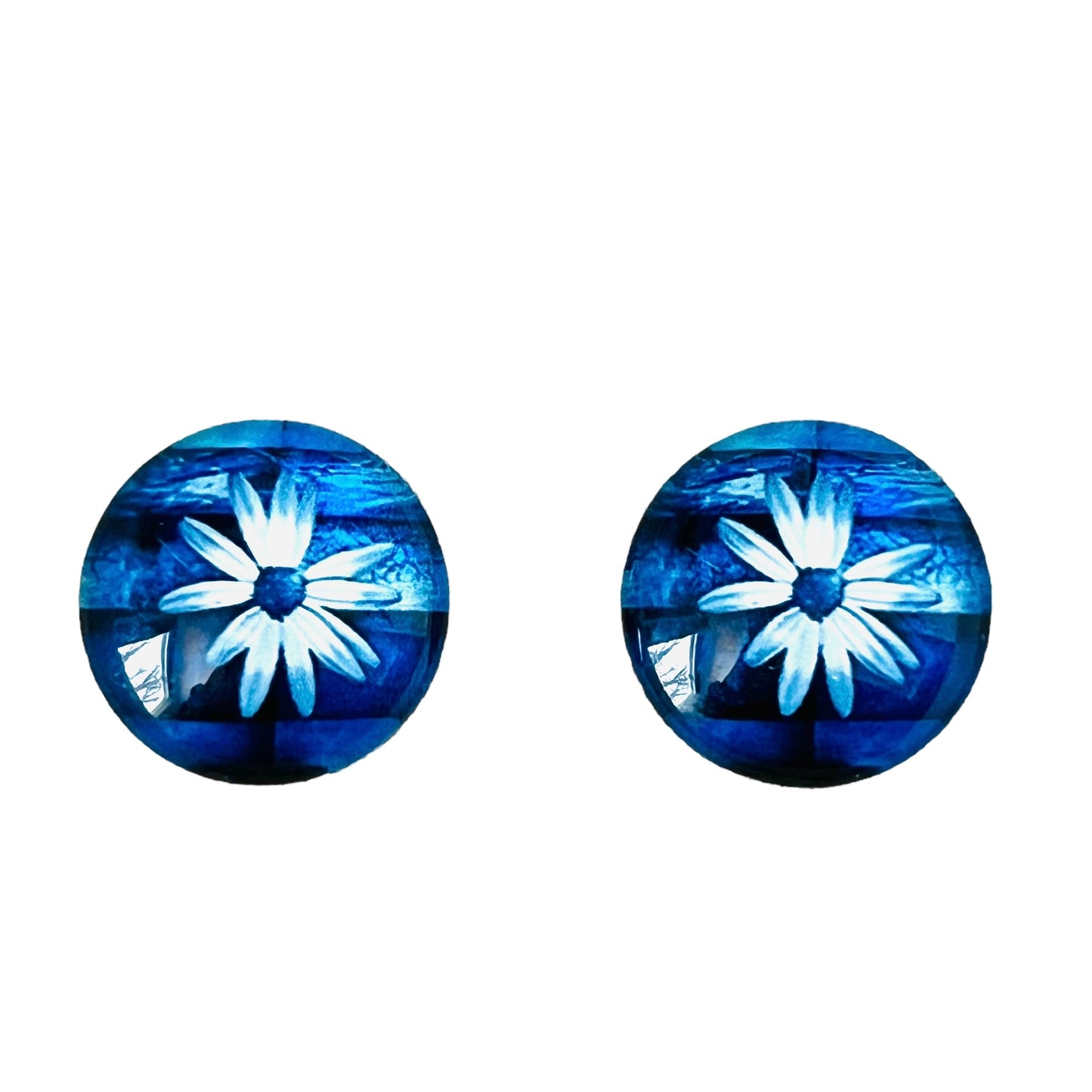 20mm Flower with Background image in Glass, Glue on - See Color Options