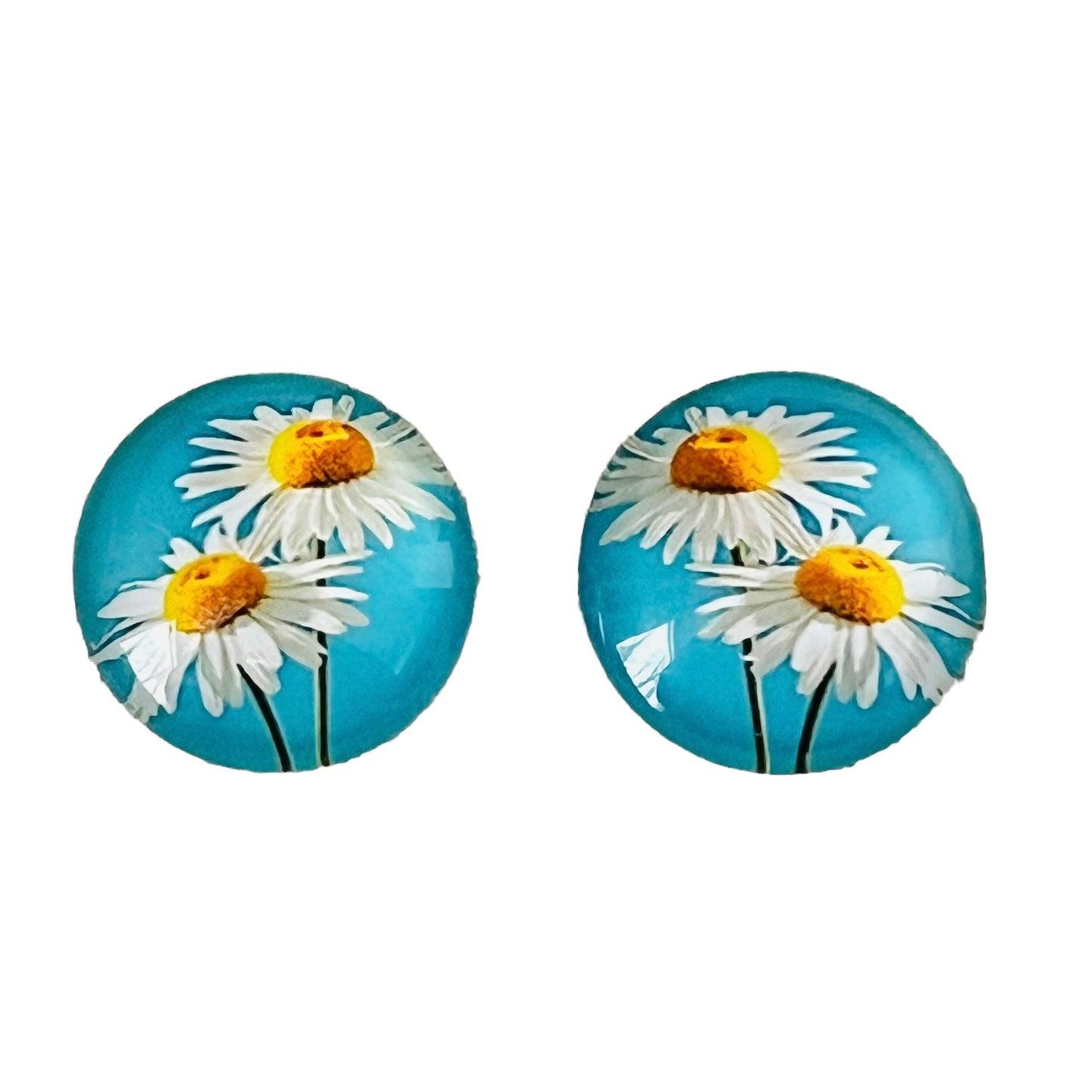 20mm Flower with Background image in Glass, Glue on - See Color Options