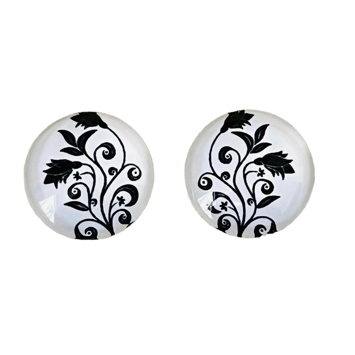 20mm Flower with Background image in Glass, Glue on - See Color Options
