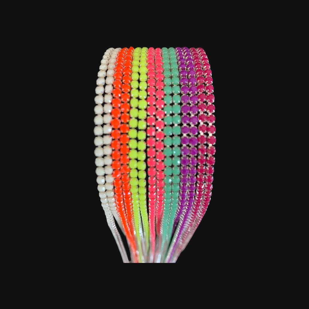 1 Yard SS6 Silver Base Acrylic Stone, Metal Chain Banding - See Color Options