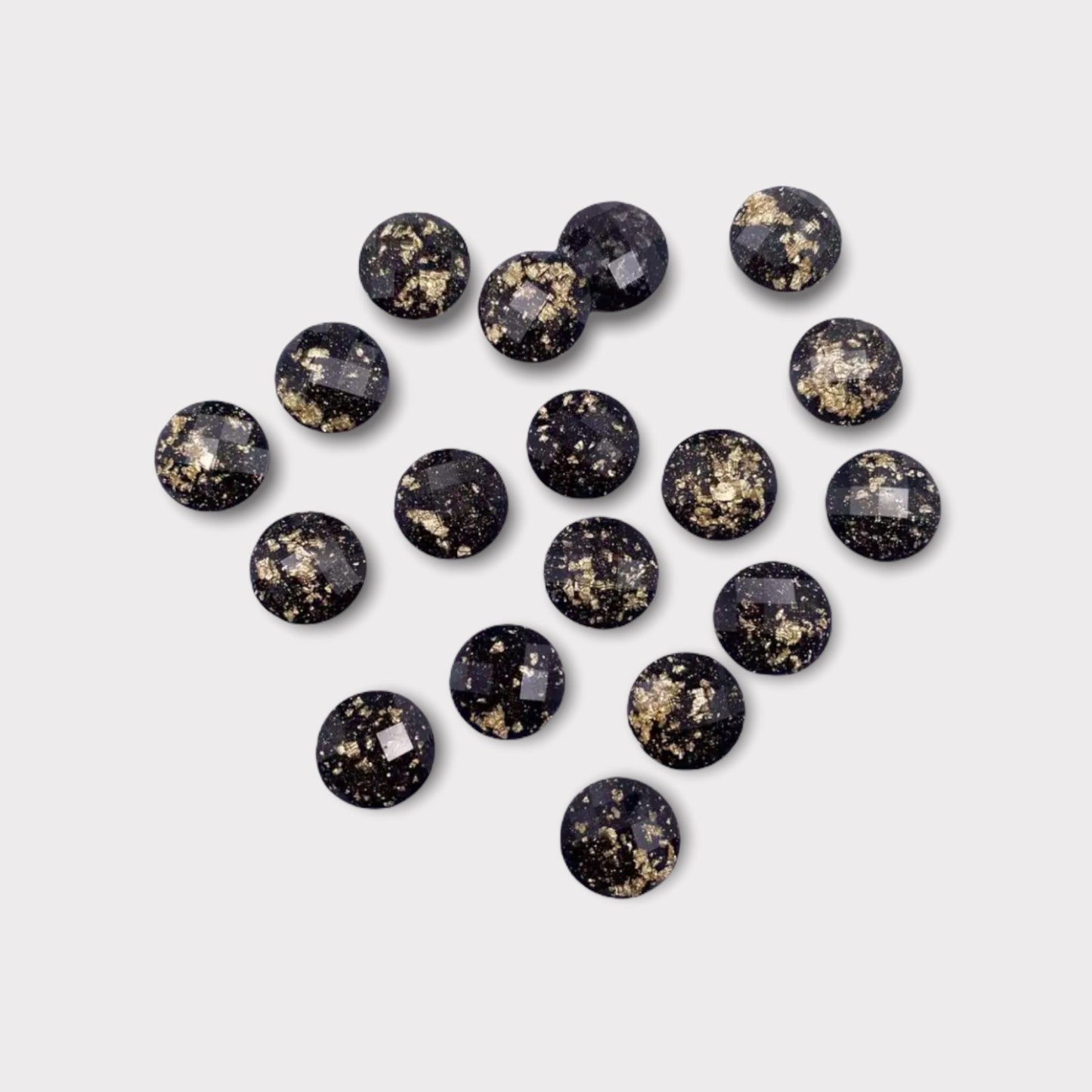 Cabujones facetados rellenos de lámina de oro de 12 mm: ver opciones de color