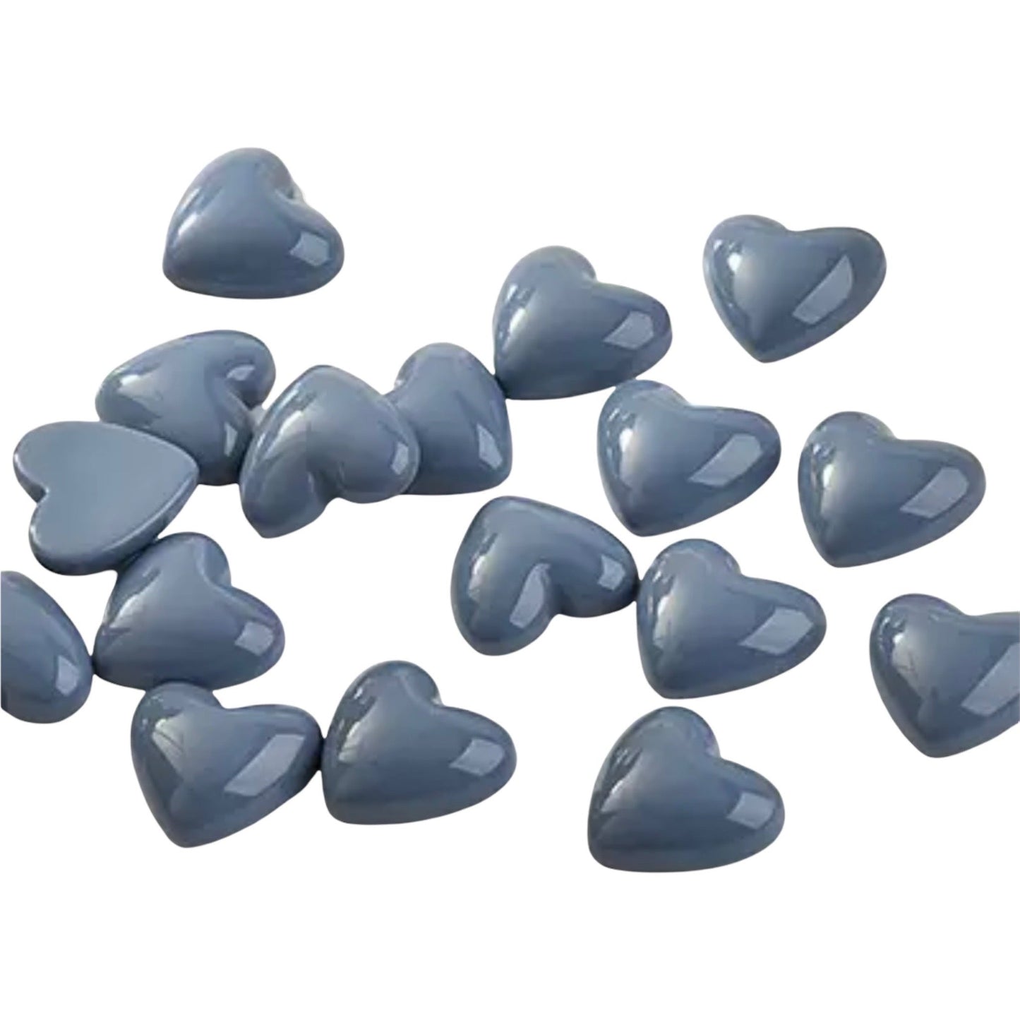 18mm Heart Shaped, Glue On Gloss Resin Gems, Sold in Pairs - See Color Options