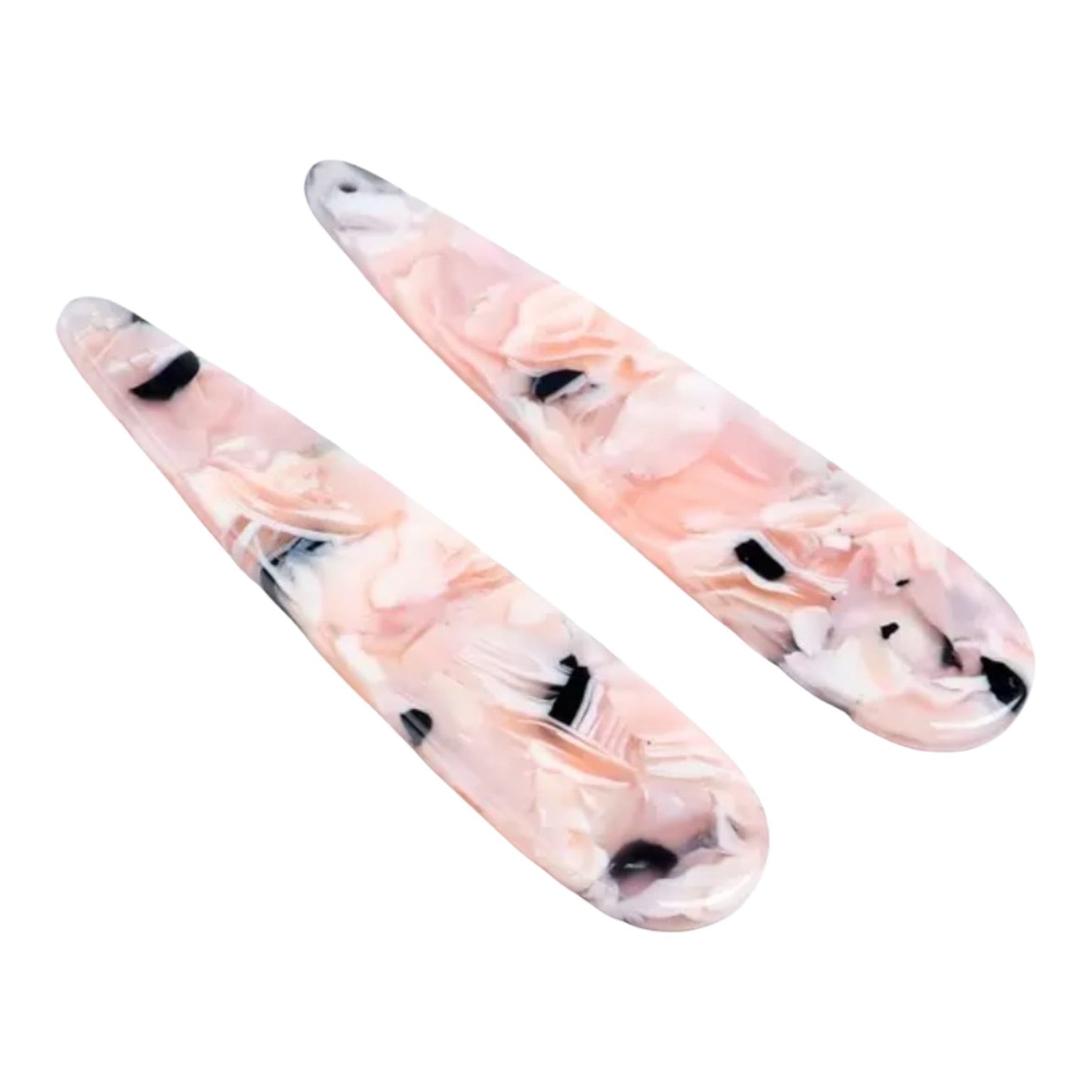 Cabochons longs en acrylique en forme de larme, écaille de tortue, 13 x 56 mm, un trou à coudre, vendus par paire - Voir les options de couleur