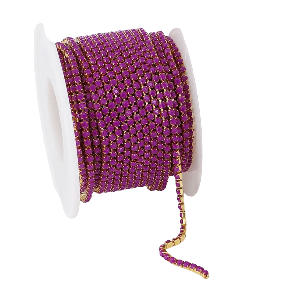 1 Yard SS6 Acrylic on Gold Metal, Chain Rhinestone Banding - See Color Options