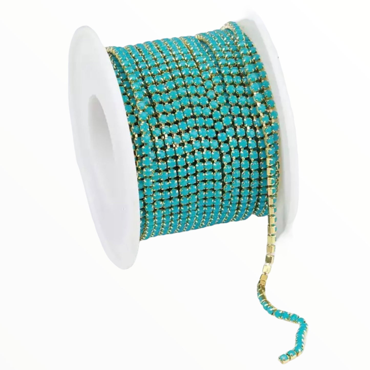 1 Yard SS6 Acrylic on Gold Metal, Chain Rhinestone Banding - See Color Options