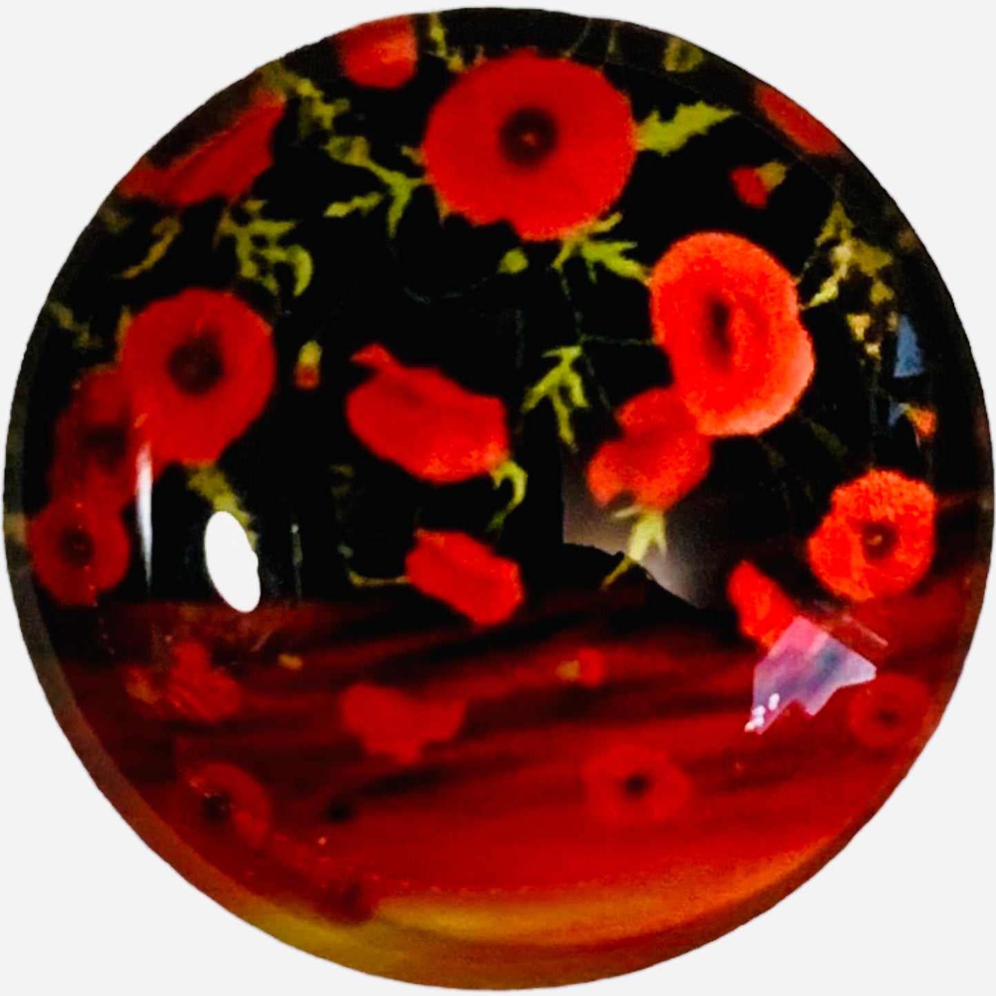 20mm Flower with Background image in Glass, Glue on - See Color Options
