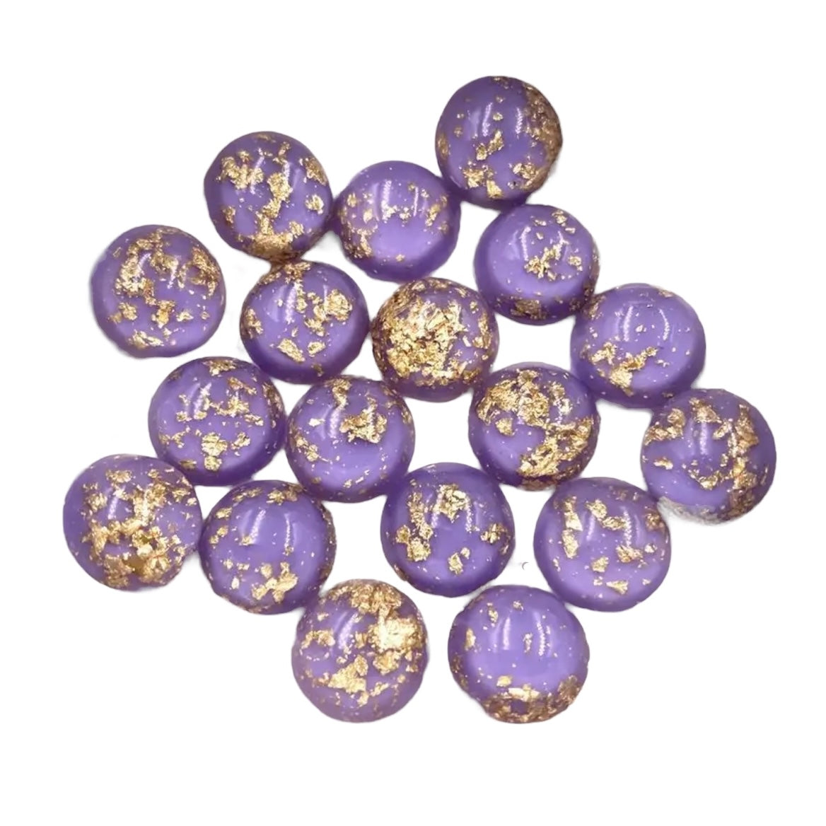 Cabochon rond en résine à dôme blanc de 12 mm, rempli de feuille d'or et de paillettes, à coller