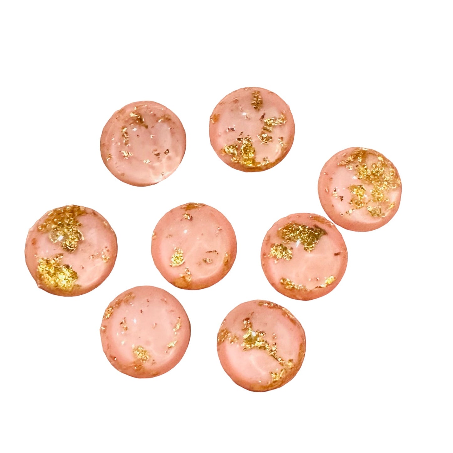 Cabochon rond en résine à dôme blanc de 12 mm, rempli de feuille d'or et de paillettes, à coller