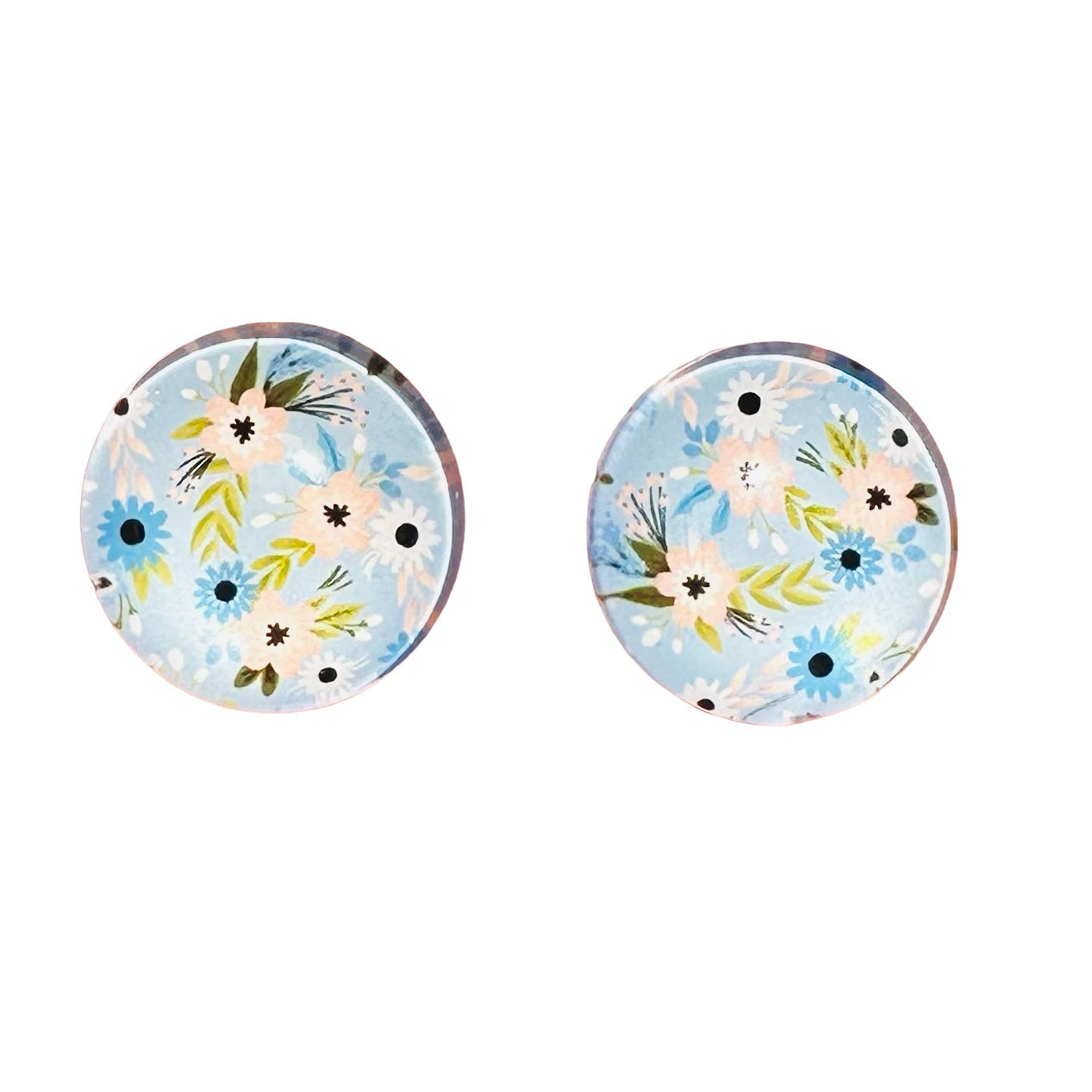 20mm Flower with Background image in Glass, Glue on - See Color Options