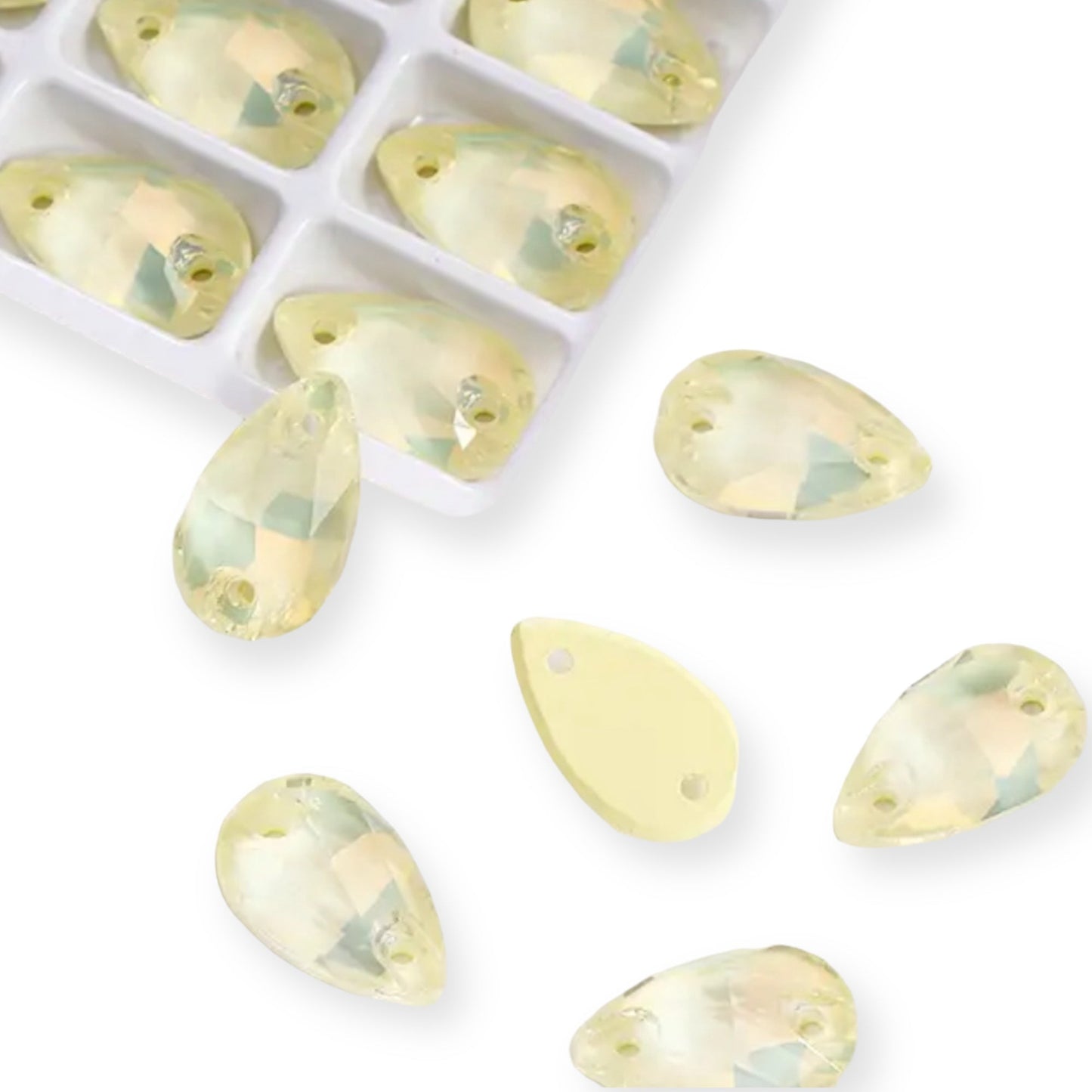 17*28mm Fancy Glass Crystal, Sew On Gems, Sold in Pairs - See Color Options