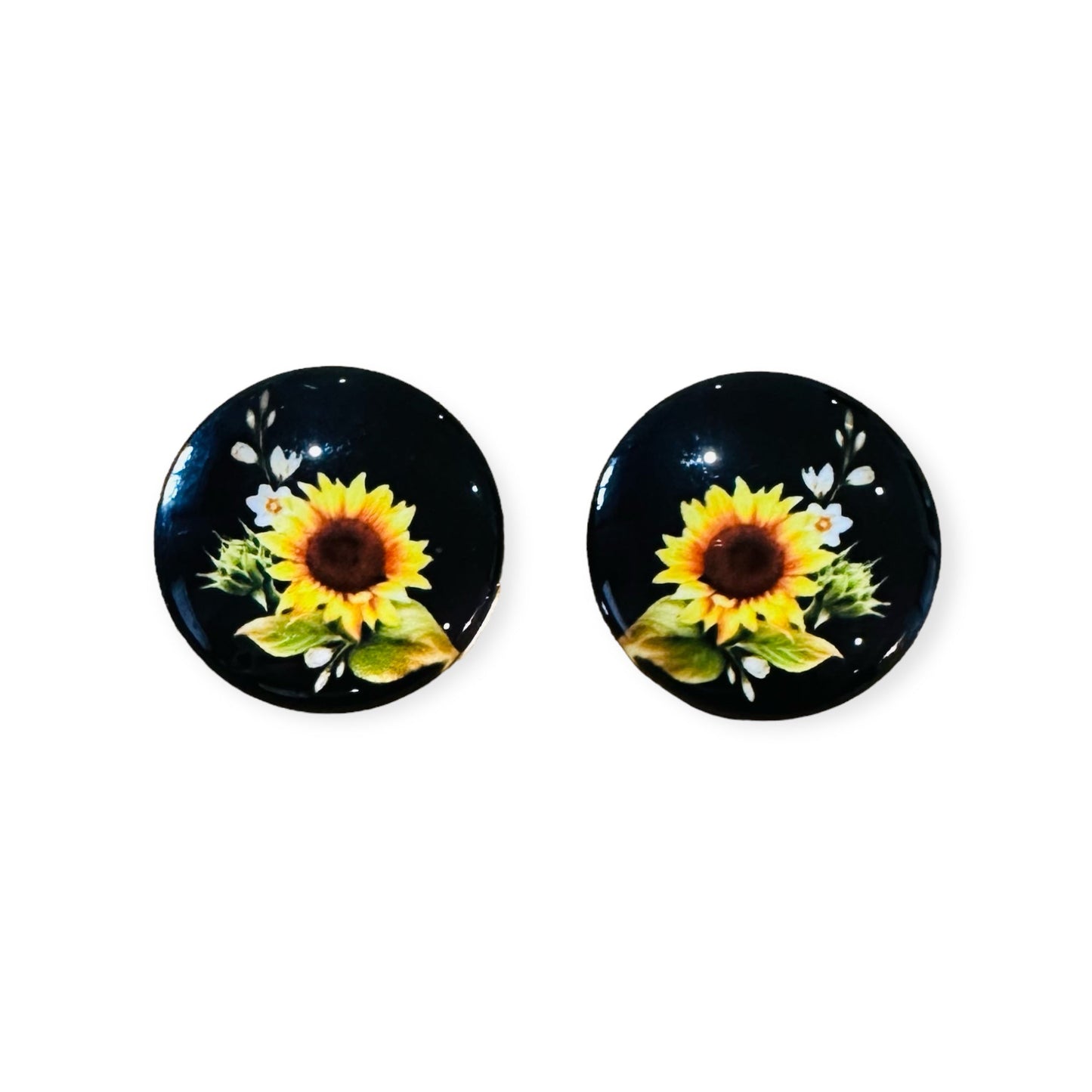 20mm Flower with Background image in Glass, Glue on - See Color Options