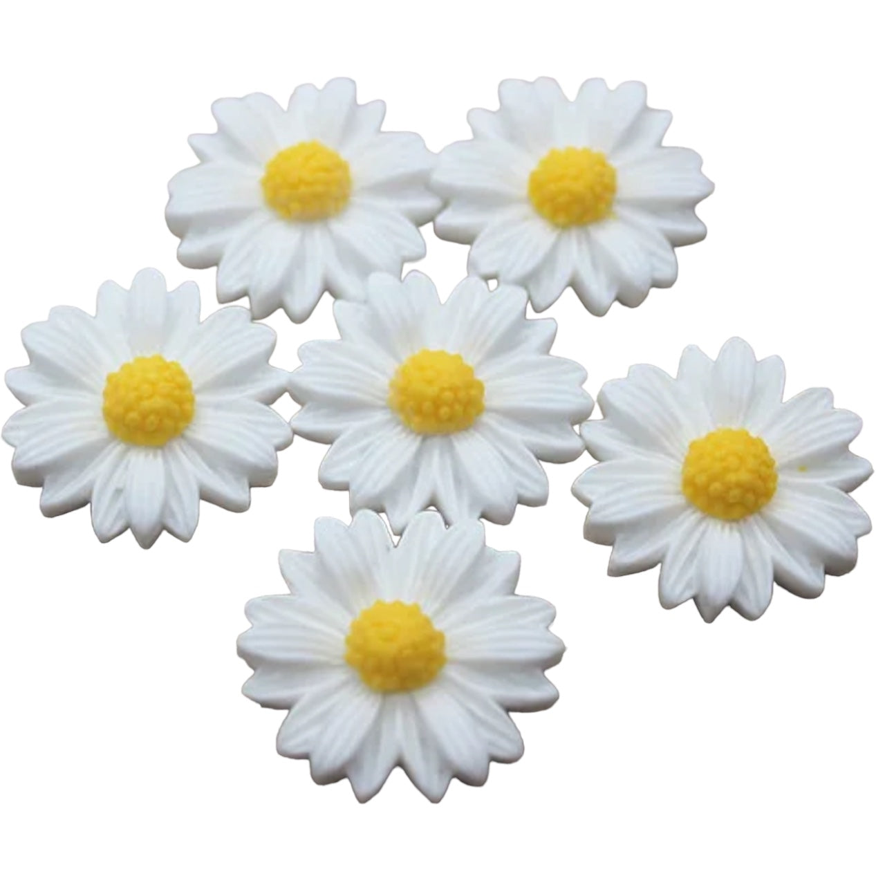 26mm White Daisy Flower, Glue on, Resin Gem, Sold in Pairs