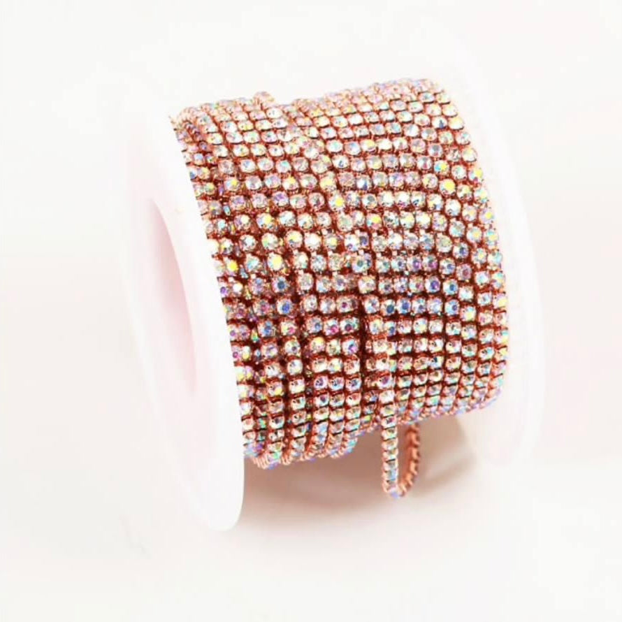 1 Yard SS6 Crystal on Metal Chain Rhinestone Banding - See Color Options