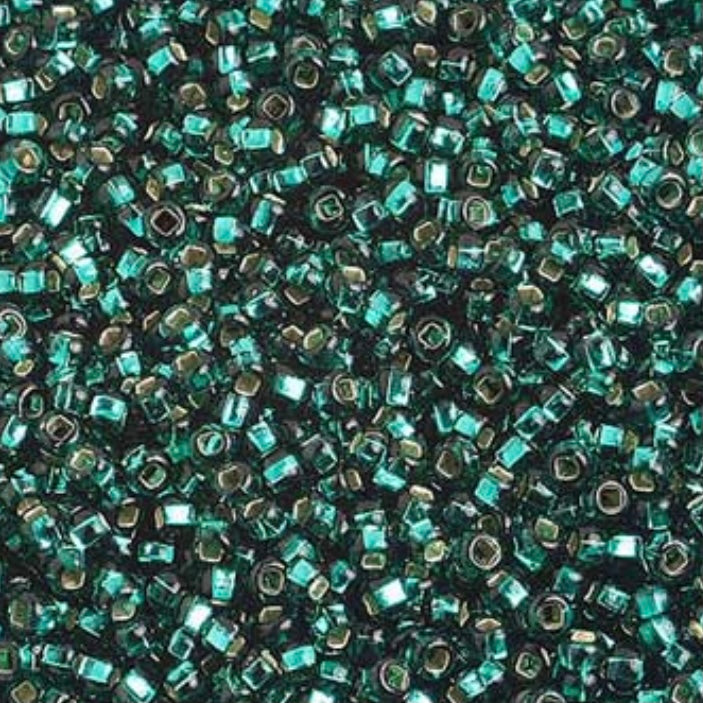 Perles de rocaille Preciosa 10/0 doublées d'argent vert sarcelle